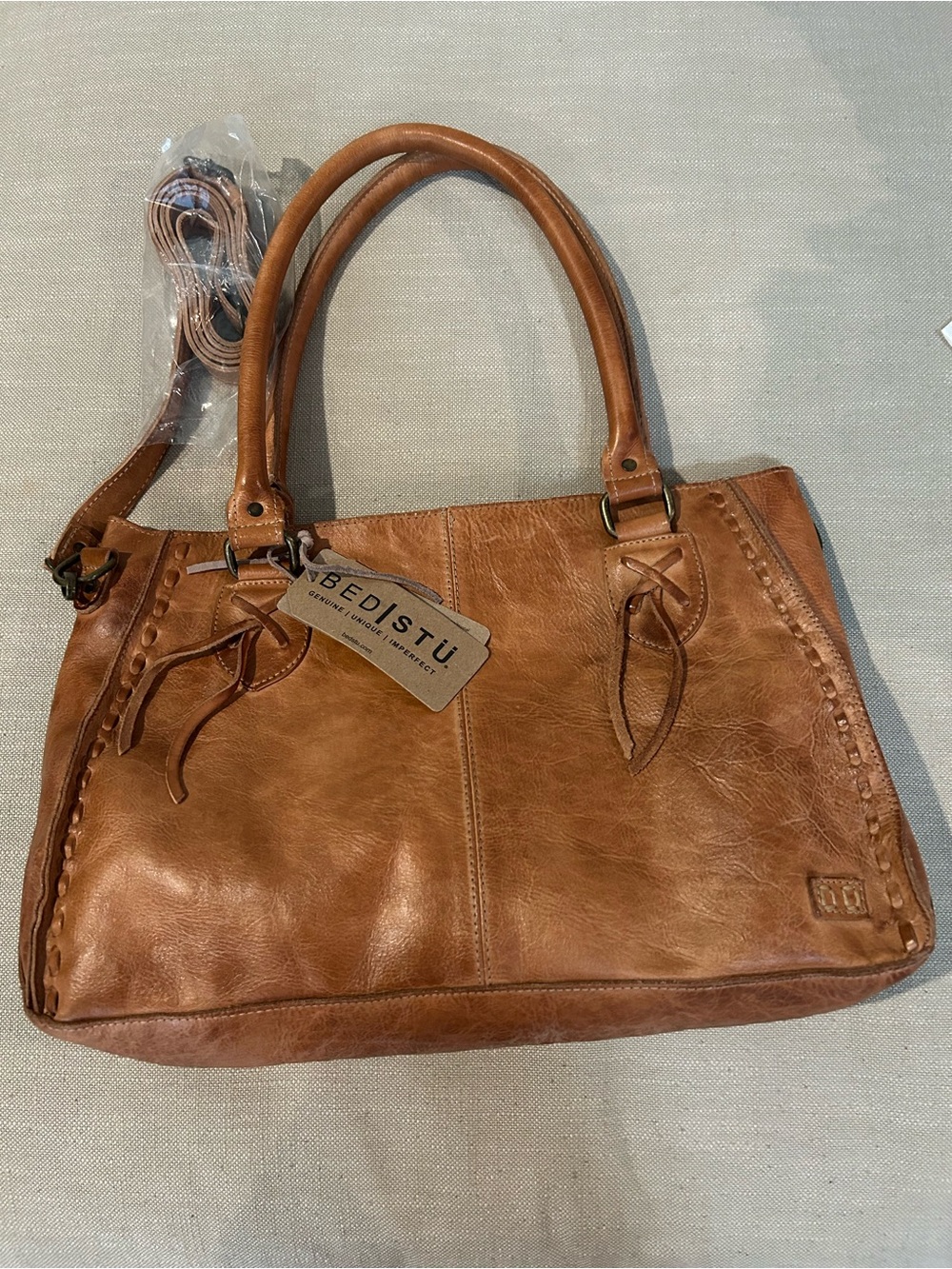 BED|STU Tan Rustic Rockababy Leather Shoulder Tote
